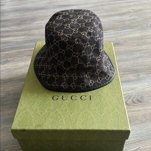 Gucci Monogram Black and Tan Hat
